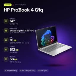 Portátil HP ProBook 4 G1q 16GB/512GB 14 pulgadas IPS WUXGA Snapdragon X1-26-100 SSD NVMe Windows 11 Pro Plata - características