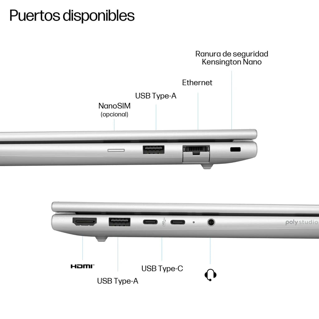 Portátil HP ProBook 4 G1q 16GB/512GB 14 pulgadas IPS WUXGA Snapdragon X1-26-100 SSD NVMe Windows 11 Pro Plata, lateral