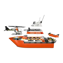 Set de construcción LEGO City Barco y Helicóptero de Rescate de Guardacostas 60504 742 piezas, detalle: barco naranja