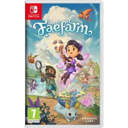 Videojuego Nintendo Fae Farm Switch Standard, vista frontal: carátula con personajes mágicos, hada, molino y logo Fae Farm