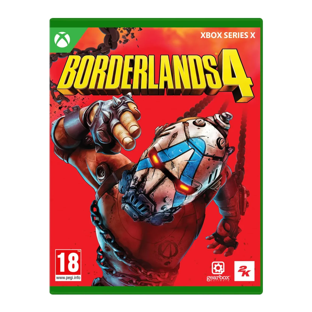 Videojuego 2K Borderlands 4 Estándar Xbox Series X, vista frontal: carátula roja con personaje robot encadenado y logo