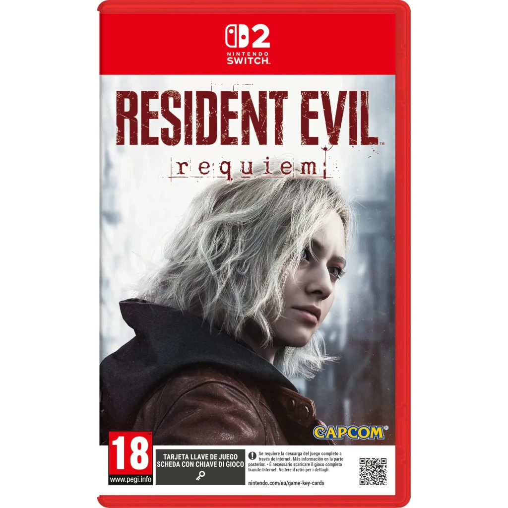 Videojuego Capcom Resident Evil Requiem Estándar Nintendo Switch 2, vista frontal: carátula con protagonista de pelo blanco