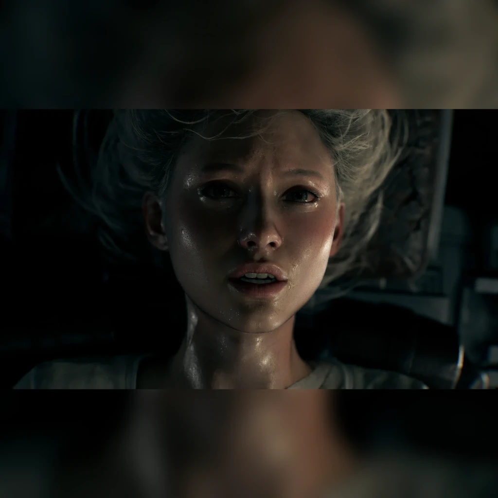 Videojuego Capcom Resident Evil Requiem Estándar Nintendo Switch 2, en uso: protagonista femenina con expresión de terror