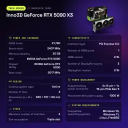 Inno3D GeForce RTX 5090 X3 32GB GDDR7 - características