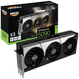 Inno3D GeForce RTX 5090 X3 32GB GDDR7, contenido de la caja: tarjeta gráfica con triple ventilador y caja del producto