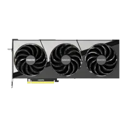 Inno3D GeForce RTX 5090 X3 32GB GDDR7, detalle frontal: tres ventiladores con logo Inno3D y conector HDMI visible