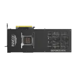 Inno3D GeForce RTX 5090 X3 32GB GDDR7, vista trasera: backplate negro con logo Inno3D, refuerzo central y rejillas