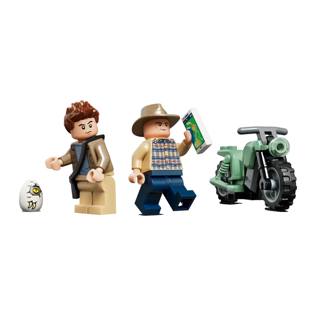 Set LEGO Jurassic World Huida del Spinosaurus 77982 820 piezas 9+ años, detalle: 2 minifiguras, huevo de dinosaurio y moto