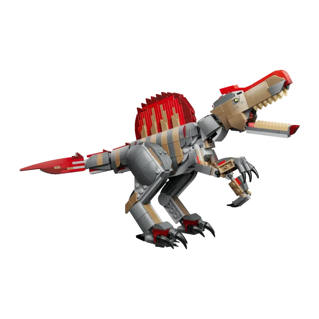 Set LEGO Jurassic World Huida del Spinosaurus 77982 820 piezas 9+ años, detalle: figura del dinosaurio con mandíbula
