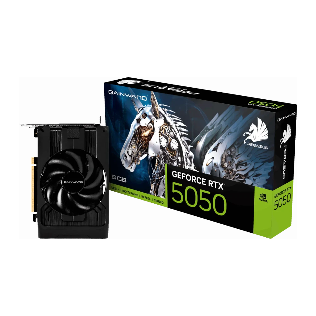 Gainward GeForce RTX 5050 Pegasus 8GB GDDR6 Negro, contenido de la caja: tarjeta con ventilador único y caja retail