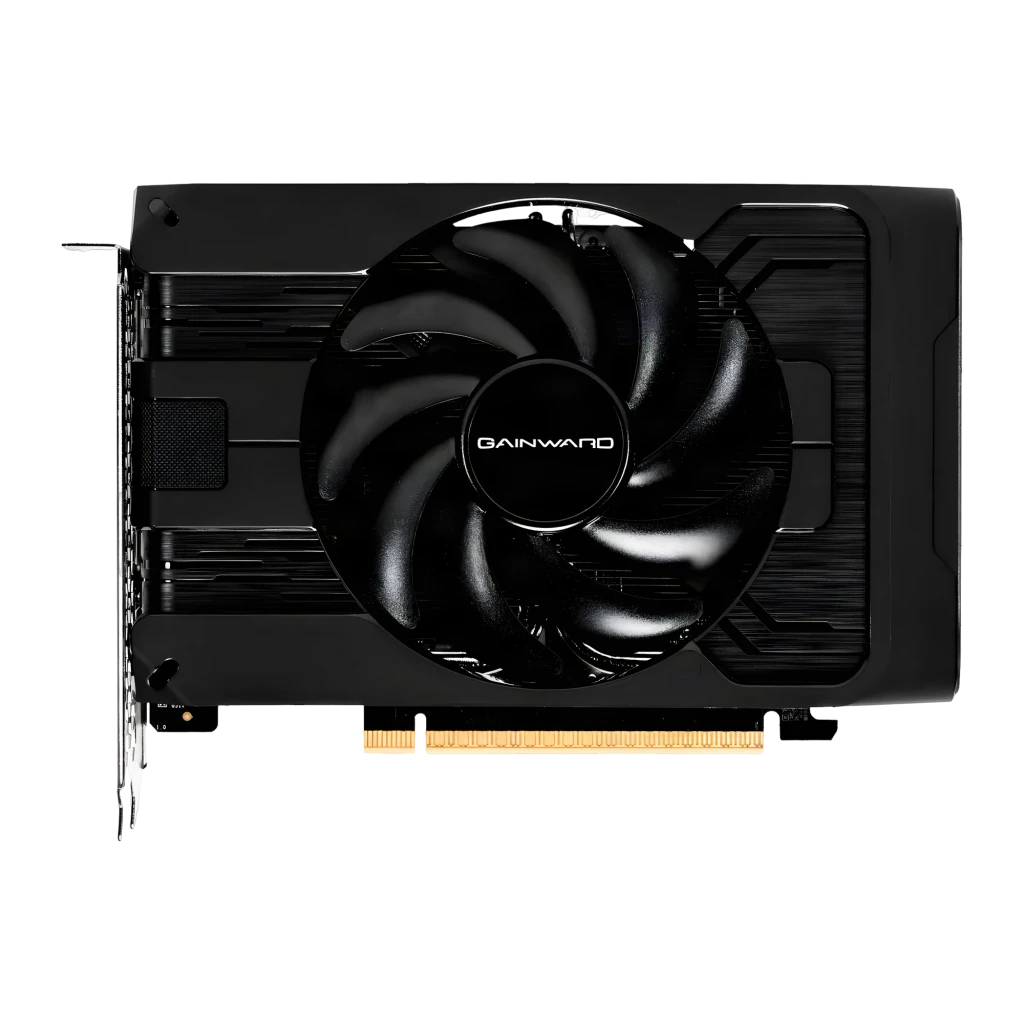 Gainward GeForce RTX 5050 Pegasus 8GB GDDR6 Negro, vista frontal: un ventilador central con logo Gainward y disipador