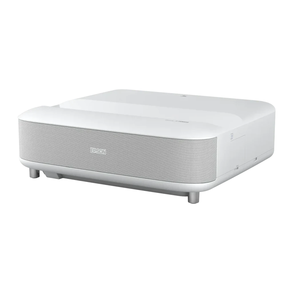Proyector Epson Láser 4K Tiro Ultracorto 3600 Lúmenes ANSI Blanco EH-LS650W, vista frontal: cuerpo blanco compacto