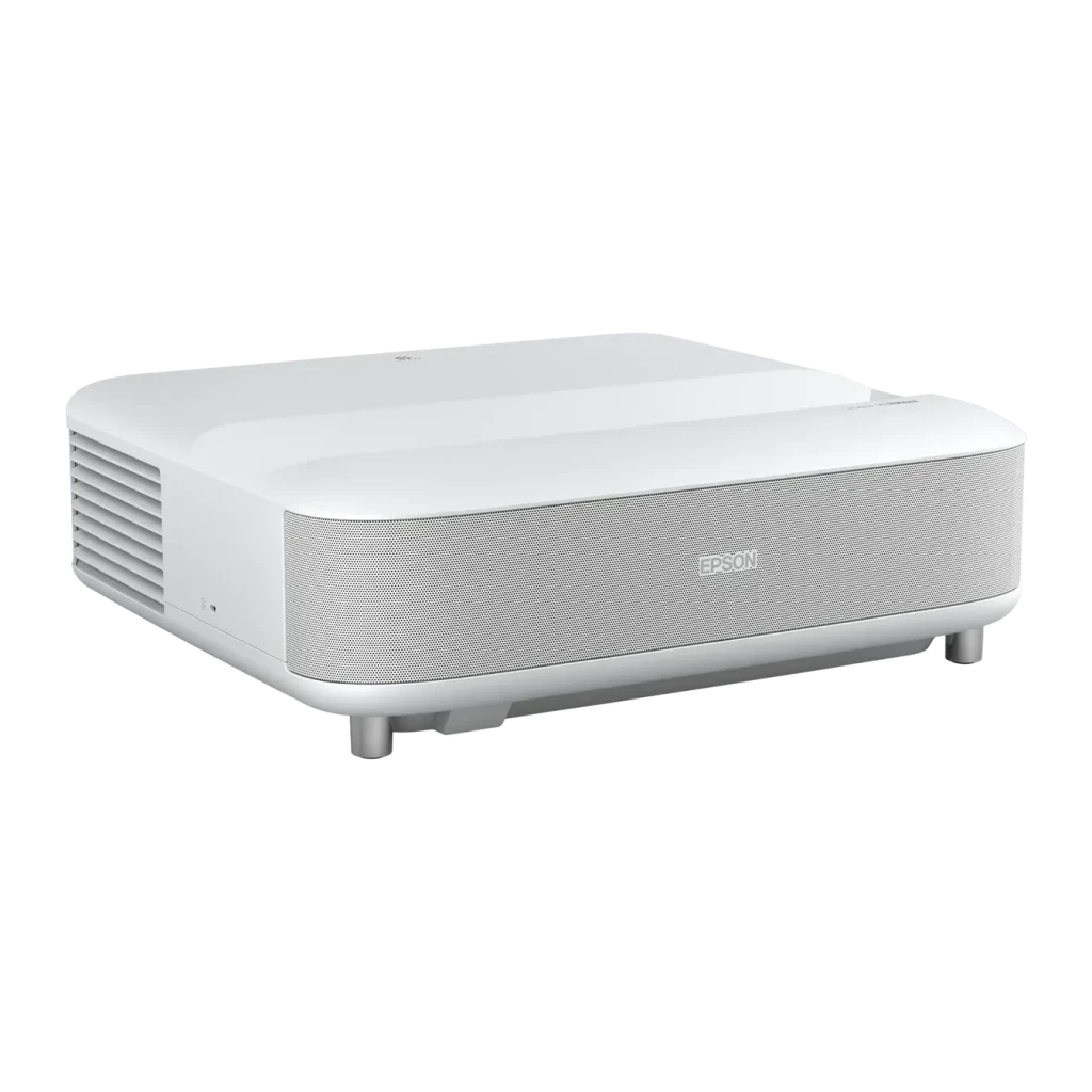 Proyector Epson Láser 4K Tiro Ultracorto 3600 Lúmenes ANSI Blanco EH-LS650W, detalle: vista en ángulo frontal-lateral