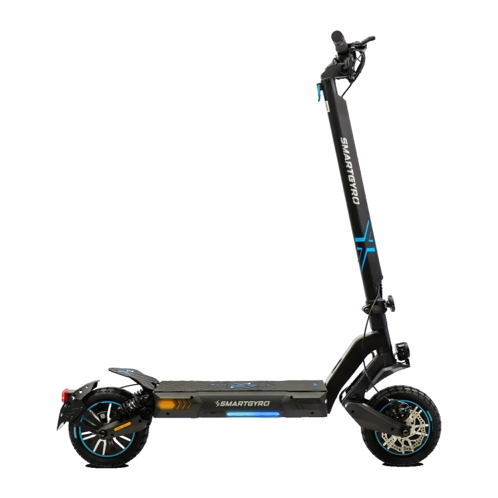 Patinete eléctrico smartGyro CrossOver Dual Max 2 LR 1000W 60km 25km/h 10 pulgadas Negro, detalle lateral: ruedas con aro