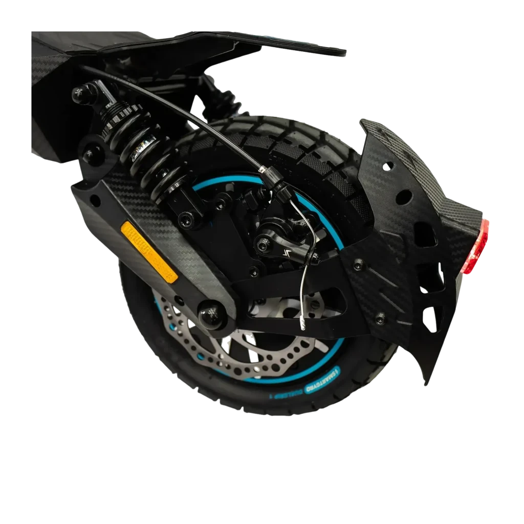 Patinete eléctrico smartGyro CrossOver Dual Max 2 LR 1000W 60km 25km/h 10 pulgadas Negro, detalle: rueda trasera con freno