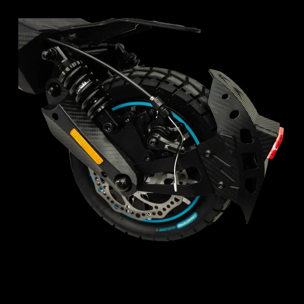 Patinete eléctrico smartGyro CrossOver Dual Max 2 LR 1000W 60km 25km/h 10 pulgadas Negro, detalle: rueda trasera con freno