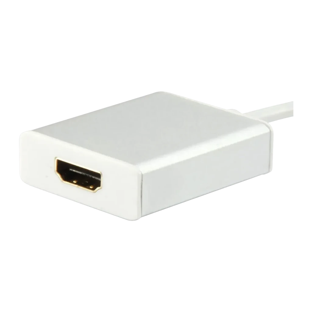 Adaptador Equip 133452 USB-C para HDMI 15cm 4K 3840x2160 Prata, detalhe: porta HDMI fêmea com contactos dourados no corpo