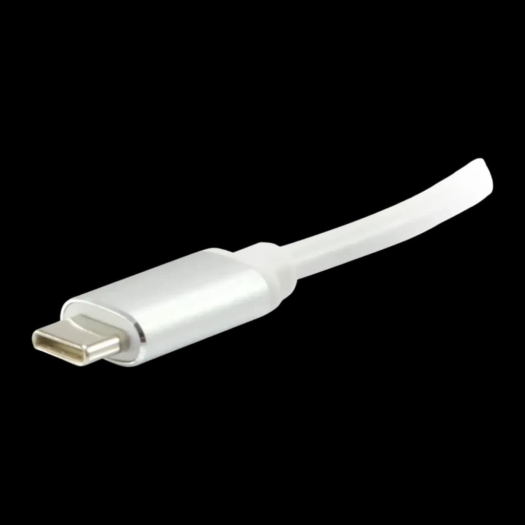 Adaptador Equip 133452 USB-C para HDMI 15cm 4K 3840x2160 Prata, detalhe: conector USB-C prateado com carcaça metálica e cabo