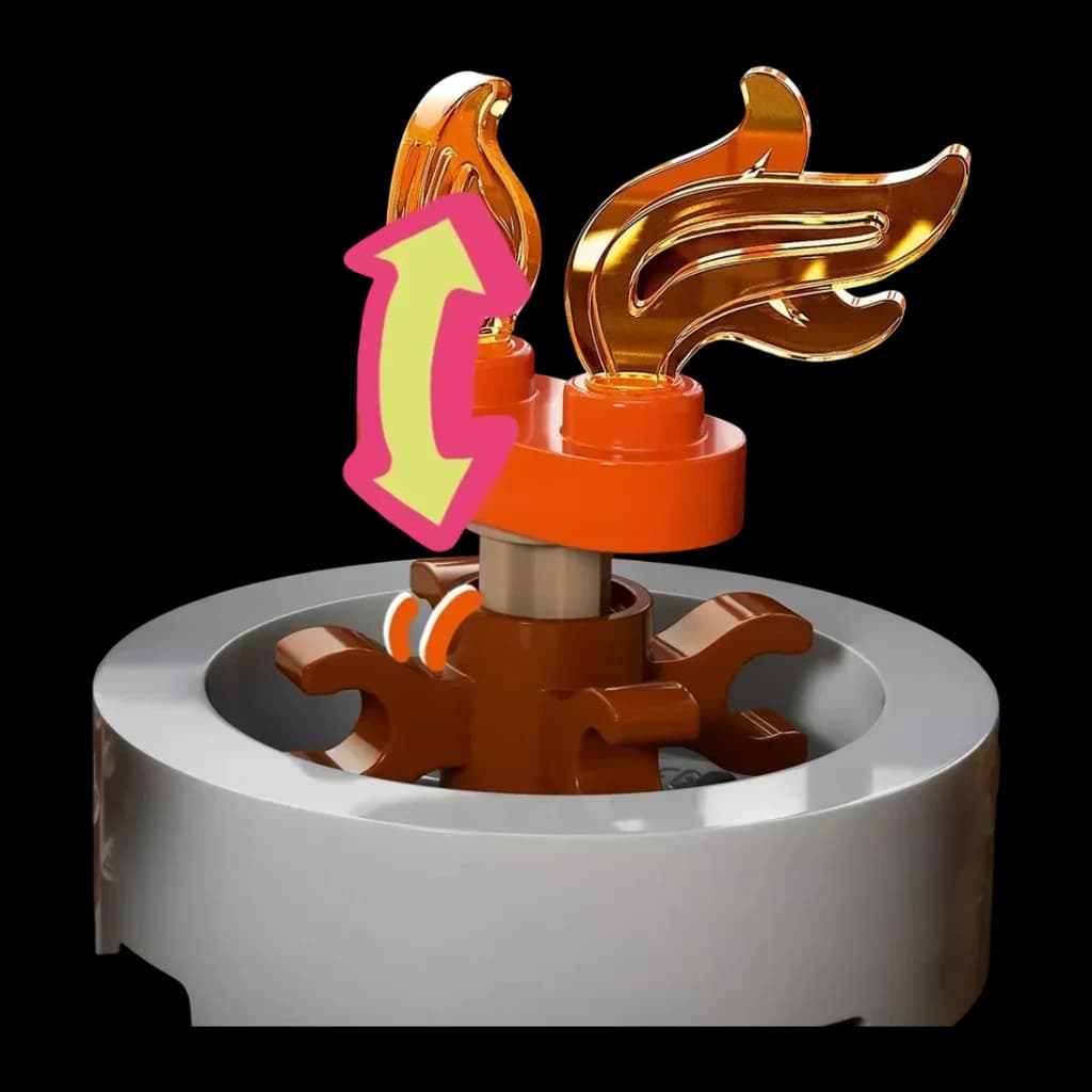 Set LEGO Friends 42705 Acogedora Cabaña Otoñal en el Bosque 1229 piezas A partir de 9 años, detalle: chimenea con llamas