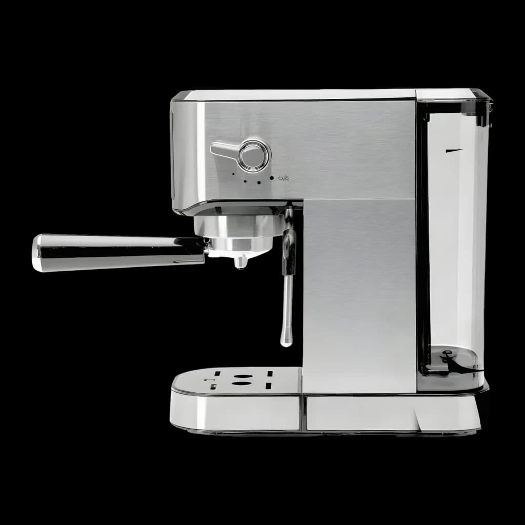 Machine à Expresso Orbegozo 1L Buse Vapeur 20bar Acier Inoxydable EX 7000, détail latéral: porte-filtre, buse vapeur