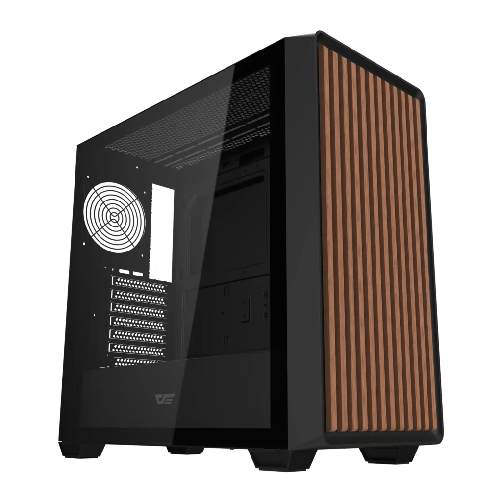 Caja PC Darkflash Cristal Templado ATX 360mm Radiador Negro DS900WD, vista frontal: panel lateral de cristal templado
