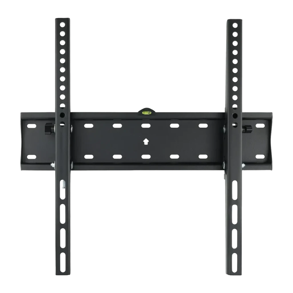 Soporte TV TooQ Negro Pared Inclinable 32-55 pulgadas LP4255T-B, detalle: vista frontal del bracket con nivel de burbuja