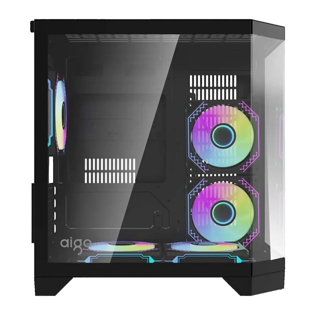 Caja PC Darkflash FT350 3 paneles cristal templado M-ATX / Mini-ITX Negro, detalle: ventiladores ARGB frontales y laterales