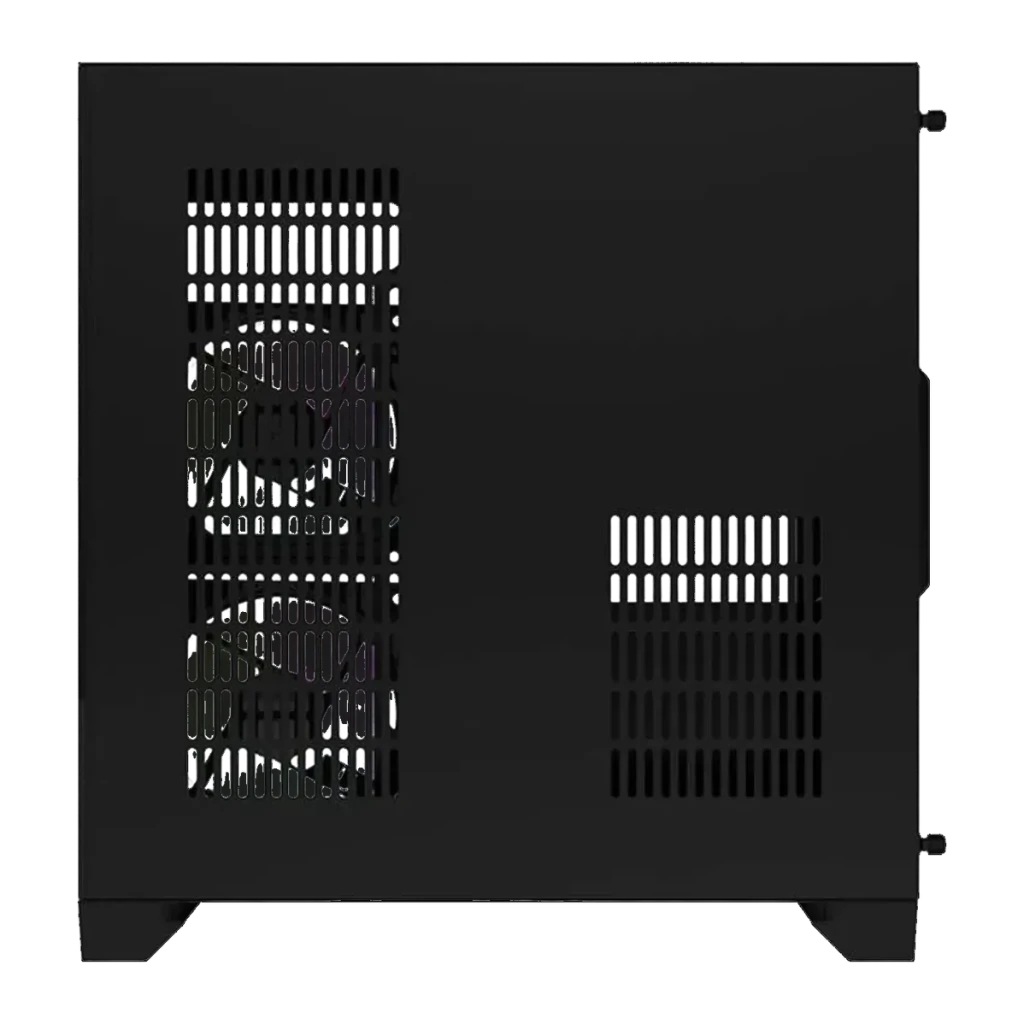 Caja PC Darkflash FT350 3 paneles cristal templado M-ATX / Mini-ITX Negro, vista trasera: dos grandes rejillas