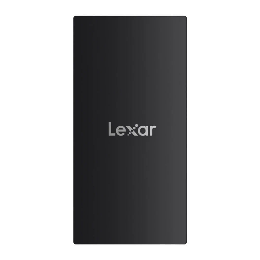 SSD Externo Lexar SL300 2TB IP54 USB-C USB 3.2 Gen 2 Preto, vista frontal: corpo retangular preto mate com logótipo Lexar