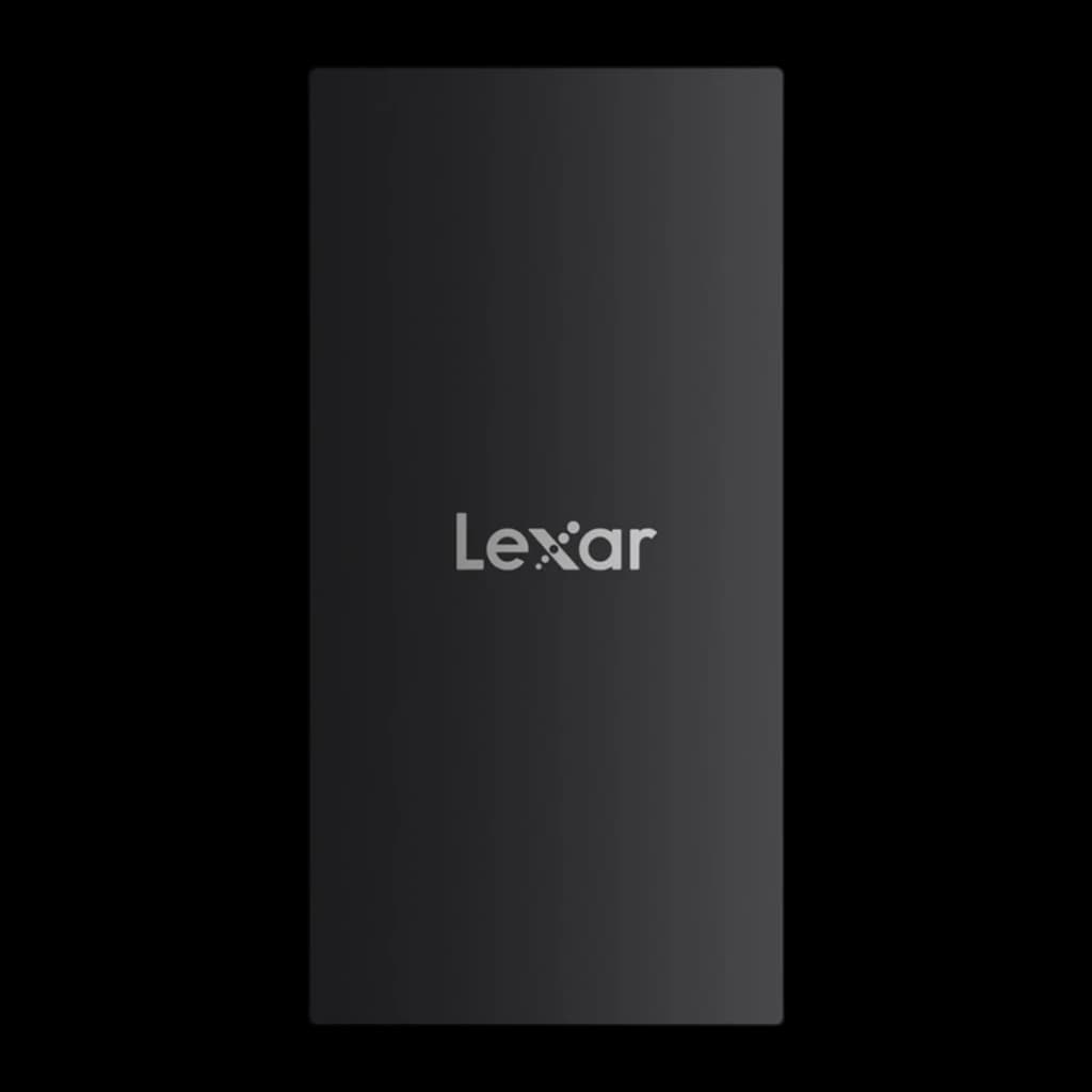 SSD Externo Lexar SL300 2TB IP54 USB-C USB 3.2 Gen 2 Preto, vista frontal: corpo retangular preto mate com logótipo Lexar