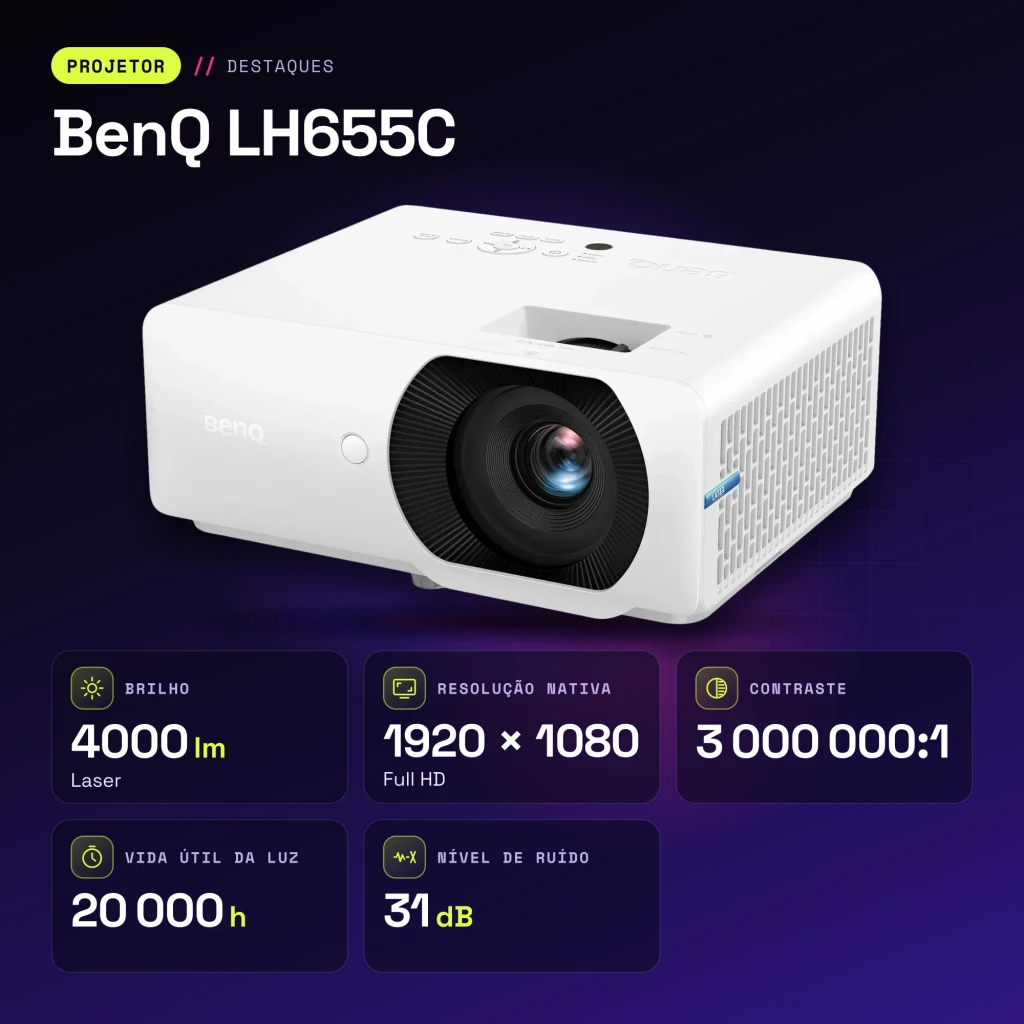Projecteur BenQ Full HD 1080p 4000 Lumens ANSI Laser DLP Blanc LH655C - caractéristiques
