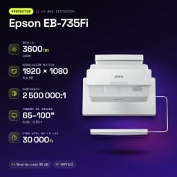 Projetor Epson Ultra-Curto Full HD 1080p 3600 Lúmens ANSI Laser 3LCD Branco EB-735Fi - características