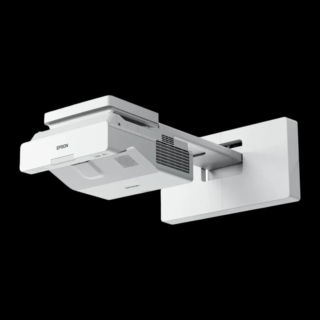 Projetor Epson Ultra-Curto Full HD 1080p 3600 Lúmens ANSI Laser 3LCD Branco EB-735Fi, detalhe: vista lateral com suporte