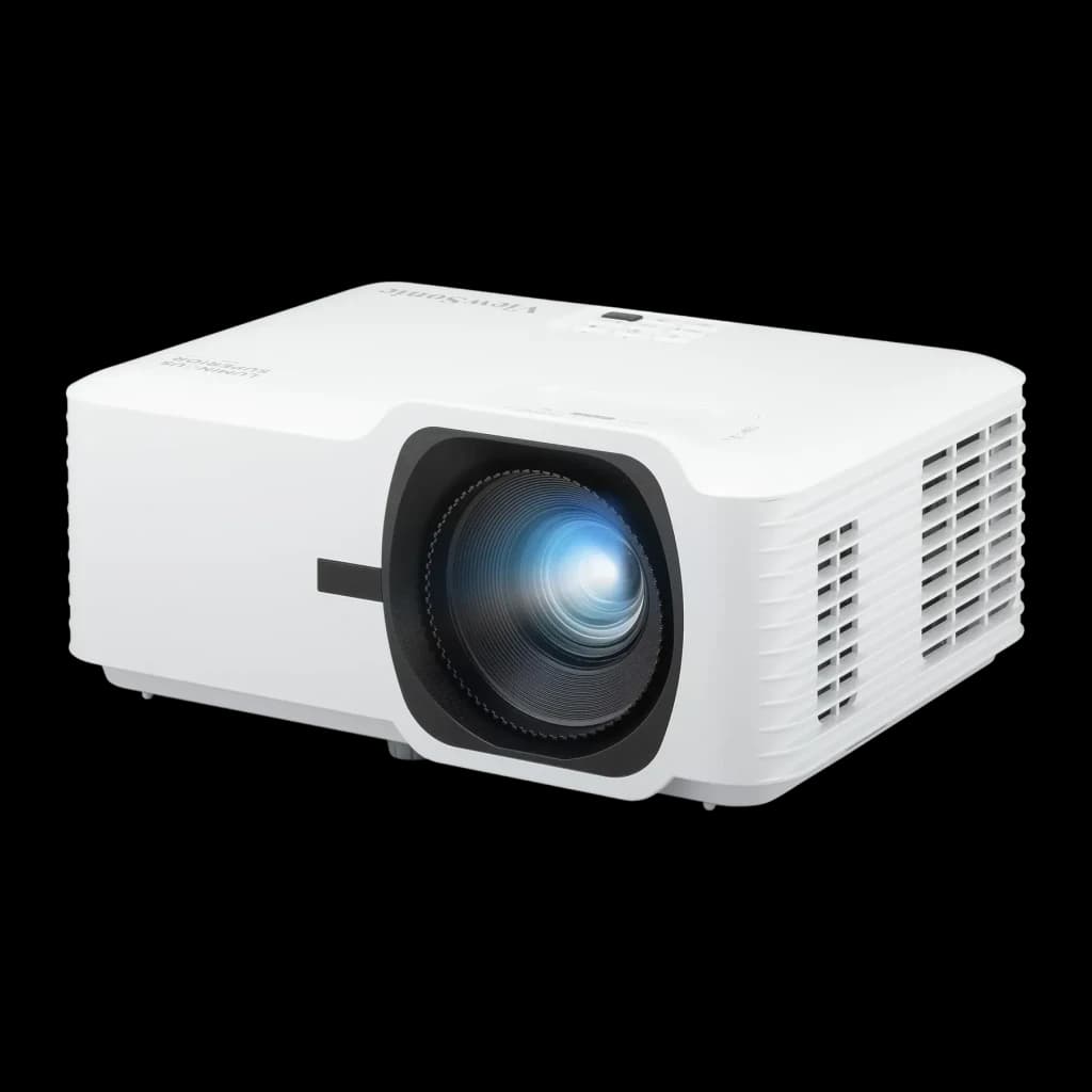 Projecteur ViewSonic Laser Full HD 1080p 5000 Lumens ANSI DLP Blanc V52HD, vue frontale: objectif central avec monture noire