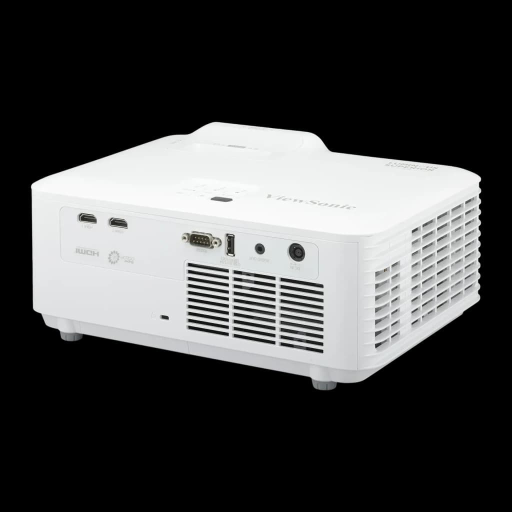 Projecteur ViewSonic Laser Full HD 1080p 5000 Lumens ANSI DLP Blanc V52HD, vue arrière: ports HDMI, VGA, USB et grilles