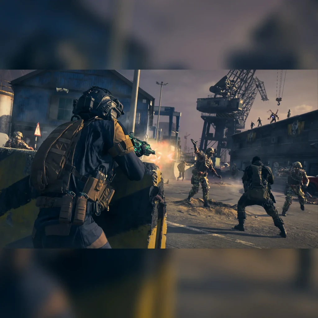 Videojuego Activision Call of Duty: Modern Warfare III Estándar PS4, en uso: soldado disparando en muelle industrial
