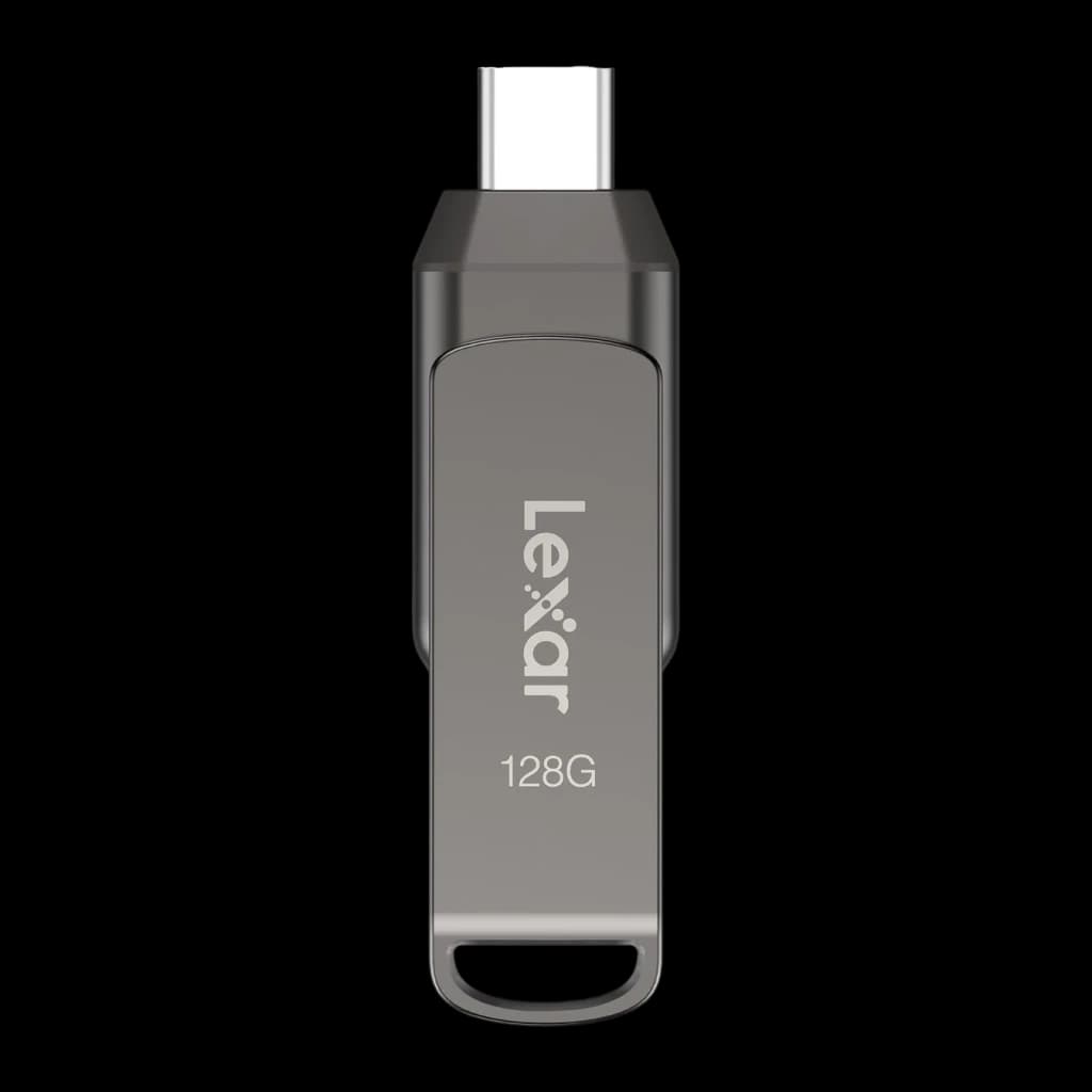 Pendrive Lexar Dual Drive D400 128GB USB-C y USB-A USB 3.1 130MB/s Gris, detalle: conector USB-C expuesto en la parte