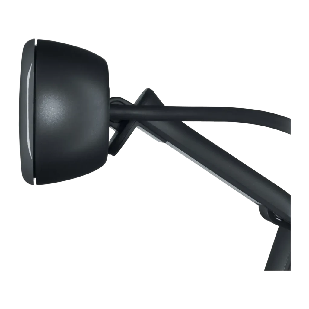 Webcam Logitech C505 HD 720p avec Microphone USB Graphite, détail: vue latérale arrière avec clip de fixation et câble USB