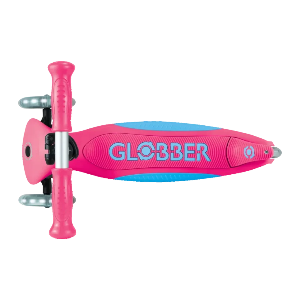 Patinete infantil Globber Primo Foldable Plus Lights Plegable 3 ruedas Luces 3-9 años Rosa, detalle: vista superior