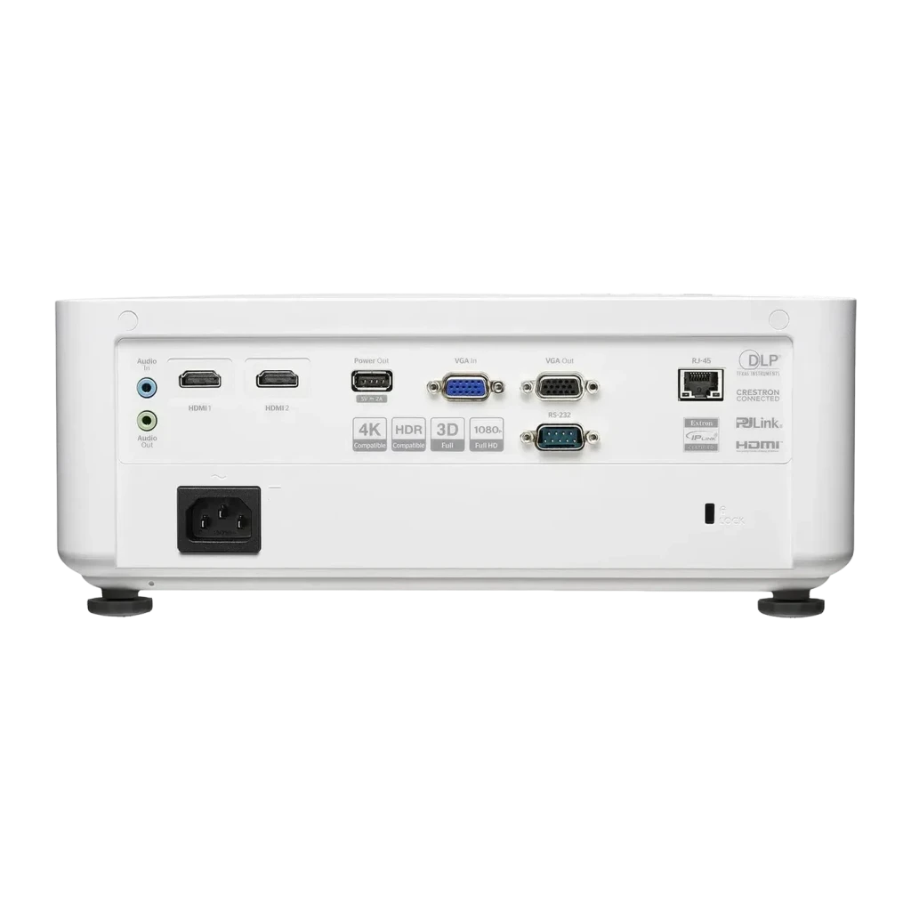 Projecteur Optoma Ultra-Courte Focale 0,49:1 Full HD 1080p 3300 Lumens ANSI DLP Blanc LH351ST, vue arrière: ports HDMI, VGA