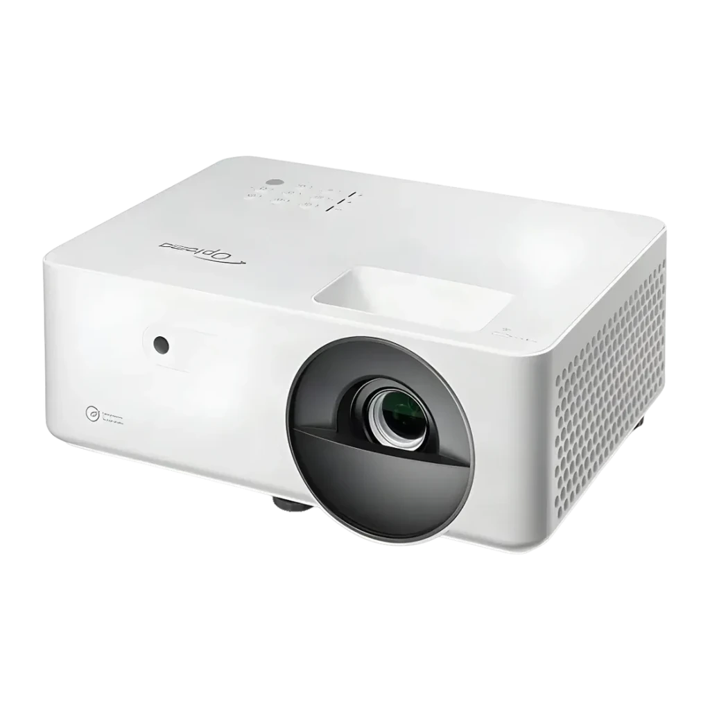Projetor Optoma Full HD 1080p 3500 lúmens ANSI DLP 4LED Sem sistema operativo Branco LH351, detalhe: objetiva circular