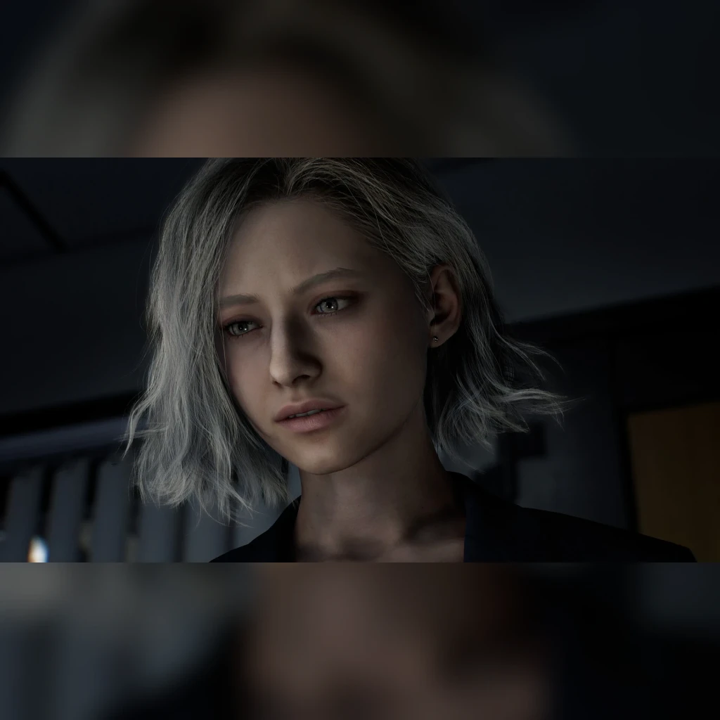Videojuego Capcom Resident Evil Requiem Xbox Series X, en uso: protagonista femenina de cabello gris en escena oscura