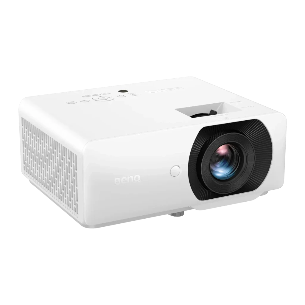 Projecteur BenQ Laser 1080p 5000 Lumens ANSI DLP Blanc LH740, détail: barillet noir avec optique multicouche et grille