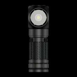 Linterna LED Superfire TH03 Negro Recargable USB-C 460 lúmenes 104m, vista frontal: cabezal giratorio con LED central