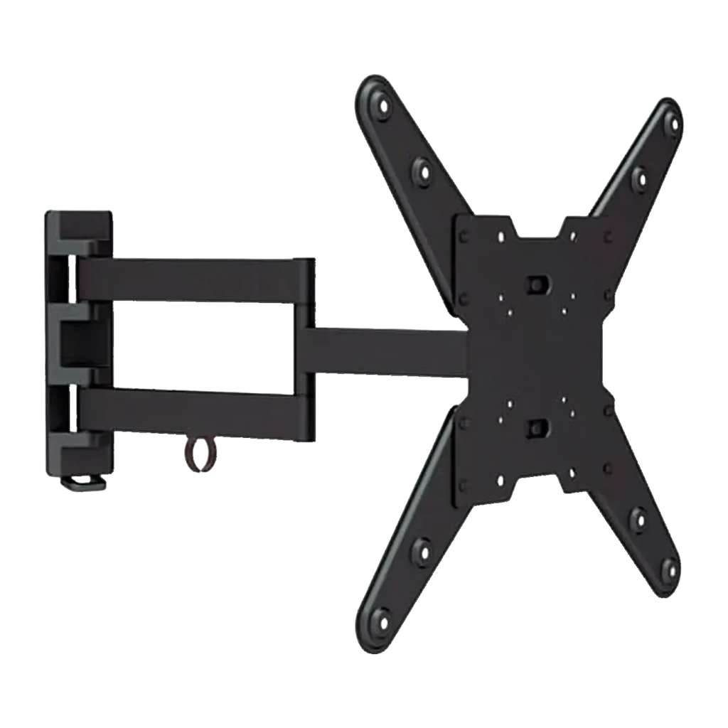 Support TV Fonestar Noir Mural Articulé 180° 23 pouces-55 pouces STV-683N, vue de face: double bras extensible et platine