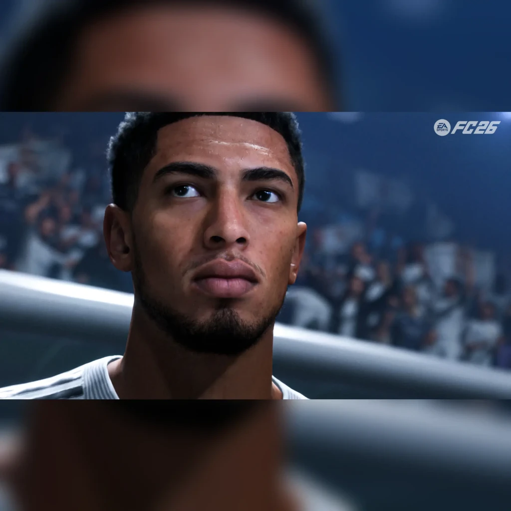 Videojuego Electronic Arts EA Sports FC 26 Standard Xbox Series X/S, en uso: primer plano de jugador virtual con estadio