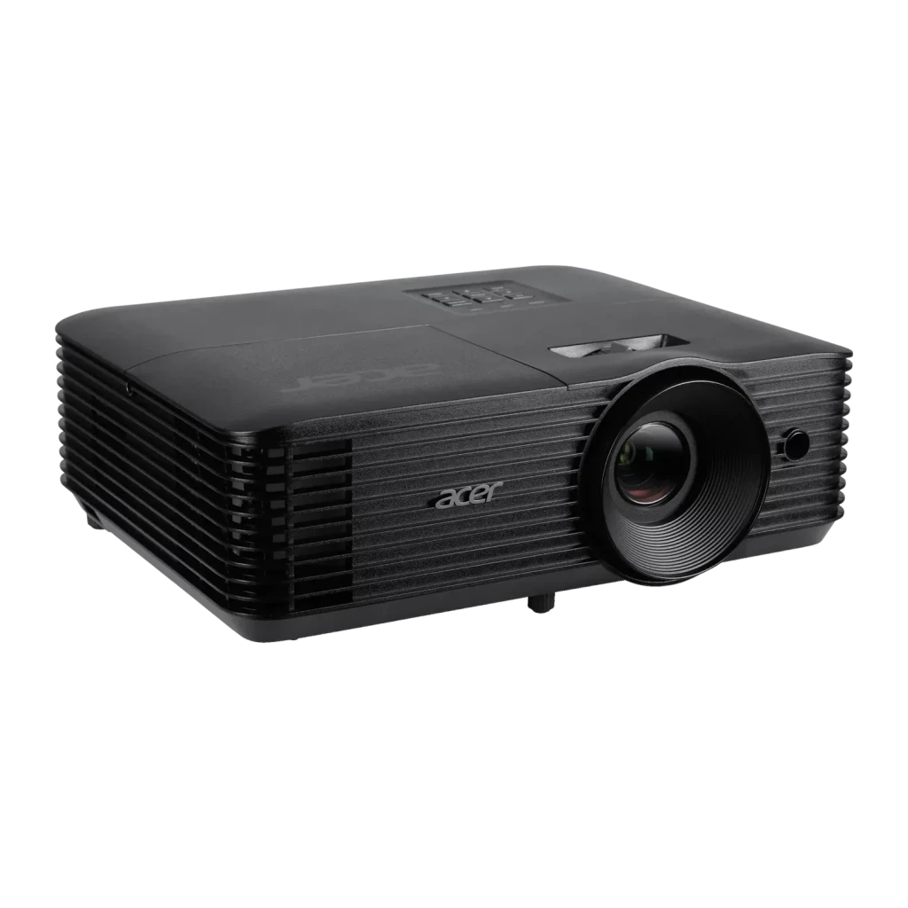 Proyector Acer WXGA 1280×800 4500 Lúmenes ANSI DLP Negro X1328, detalle: vista en ángulo frontal-lateral con objetivo