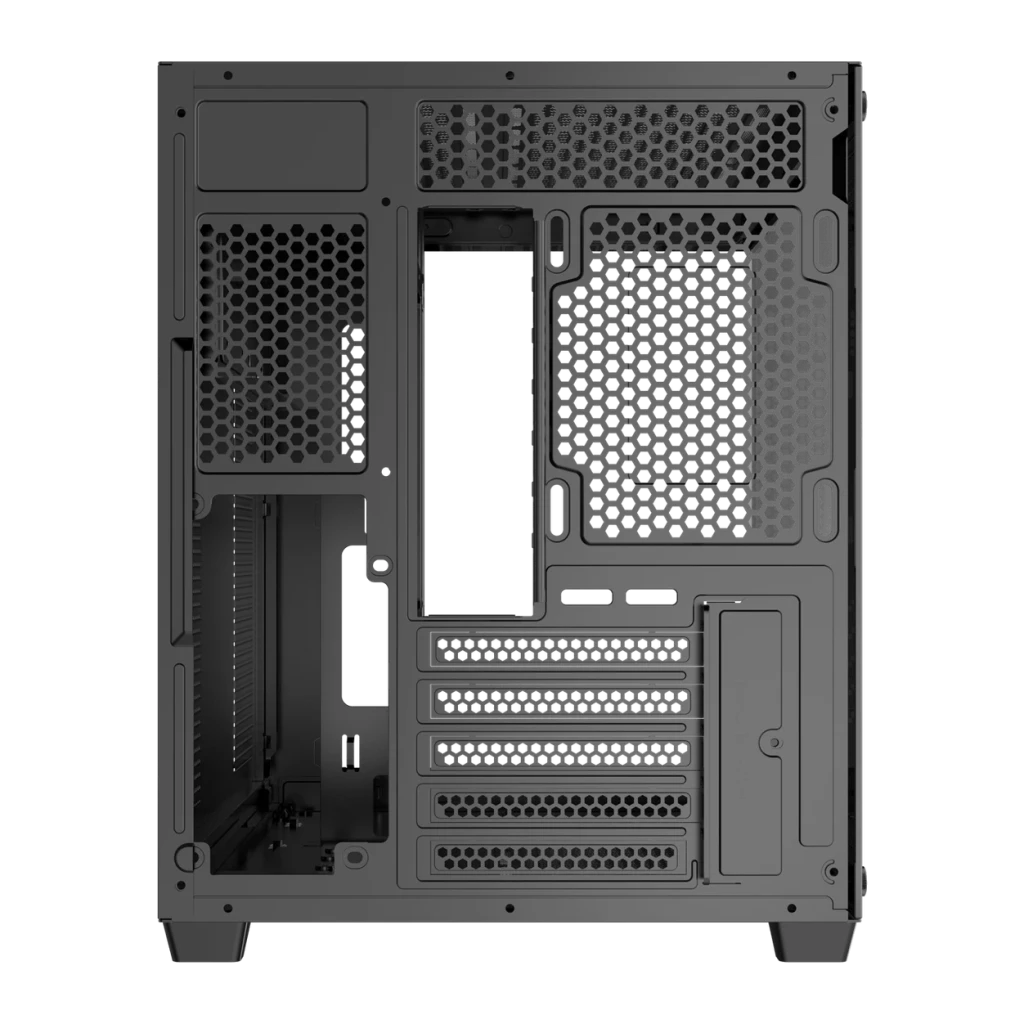 Caja PC DarkFlash B275 Cristal Templado 270° M-ATX / ITX 355x275x354mm Negro, vista trasera: panel perforado con ranuras