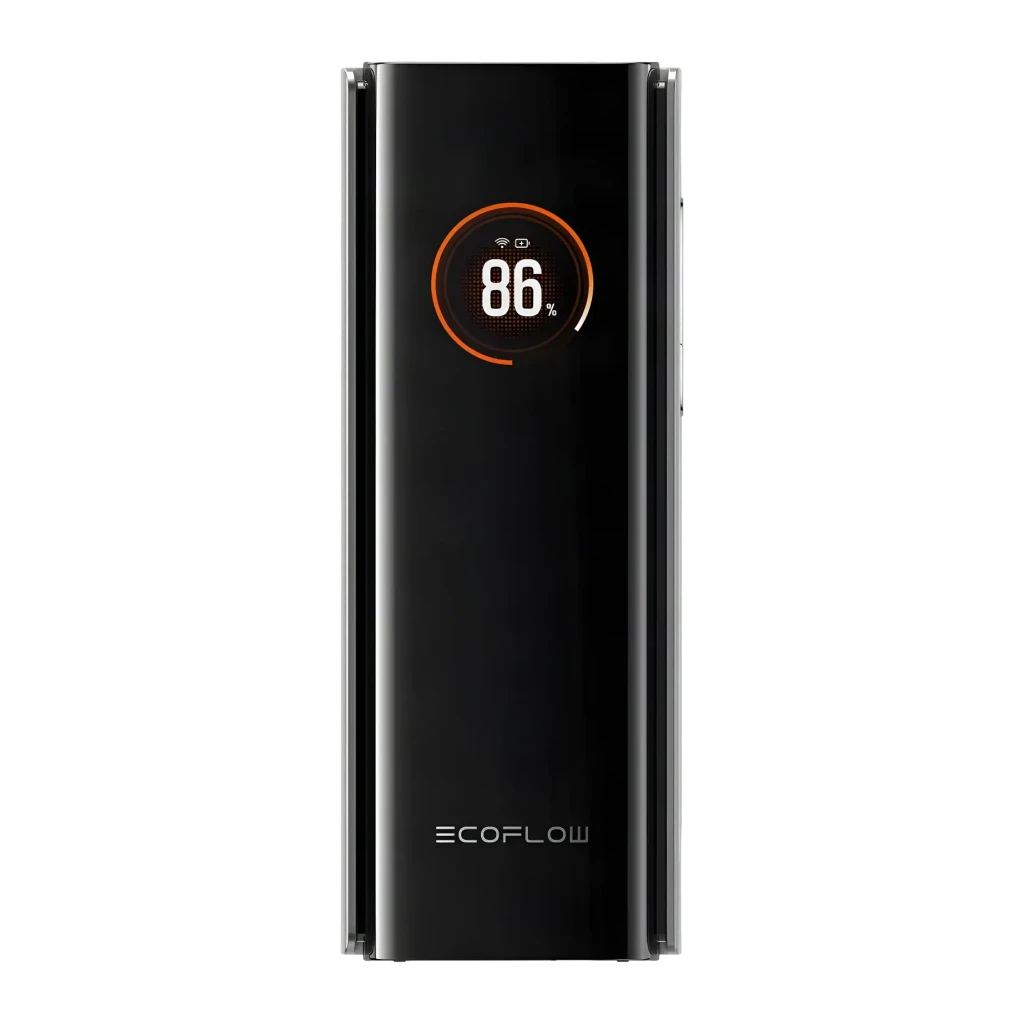 Power Bank EcoFlow RAPID Pro 20000mAh 230W Negro Cable USB-C 100W integrado, detalle: pantalla circular naranja mostrando