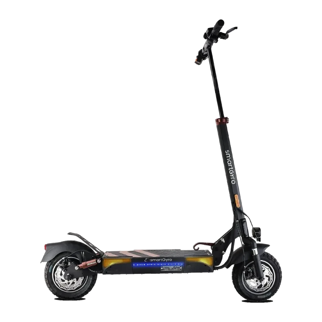 Patinete Eléctrico smartGyro Speedway PRO 800W 60km 25km/h 10 pulgadas Negro, vista trasera: perfil lateral con deck